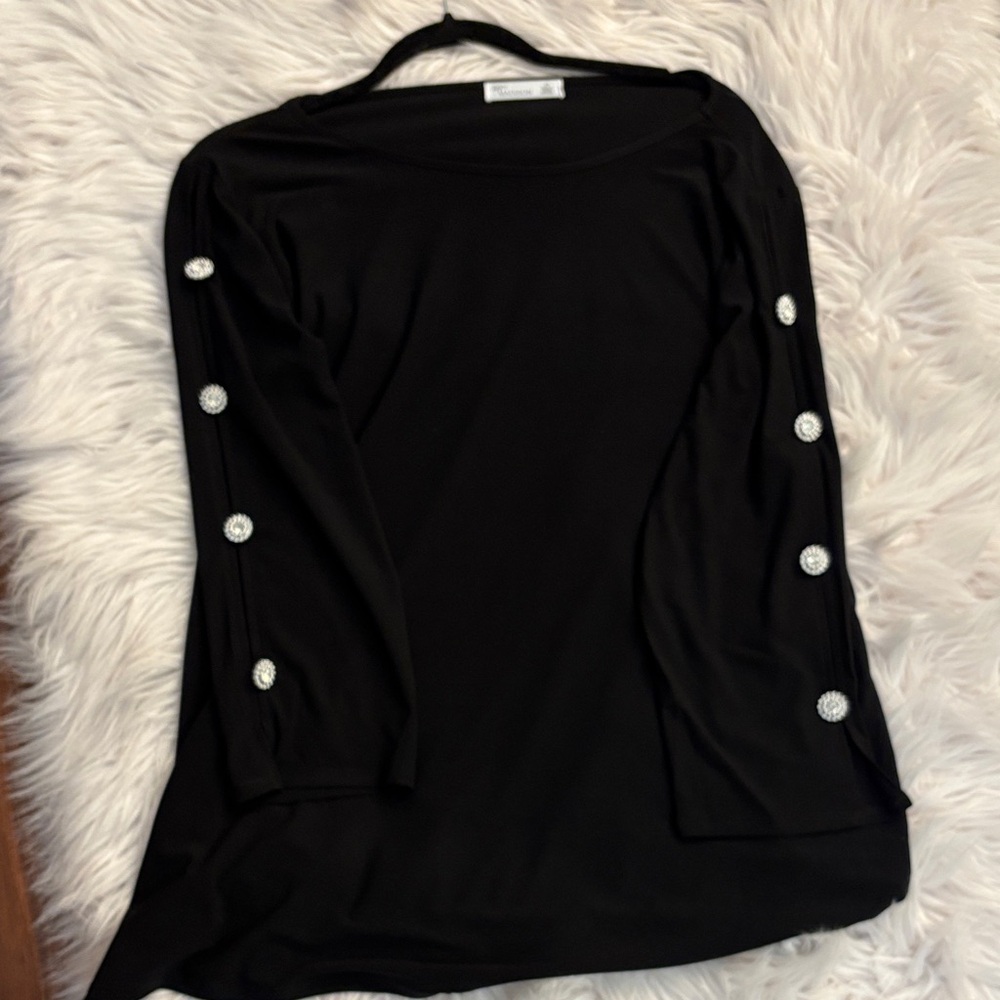 Elegant Black Women's Top with Button Accents